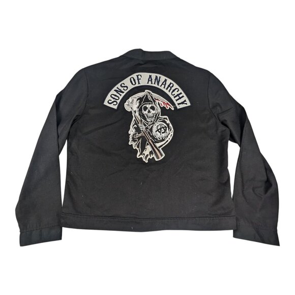Sons of Anarchy Men's Canvas Jacket Sz XL Black Logo Motorcycle Reaper Patch - Picture 1 of 8